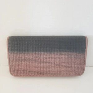 Marc Cain Black/Pink Woven All Around Zippered  Wallet.